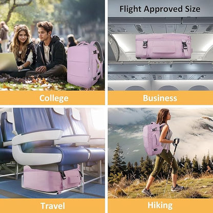 Taygeer Travel Backpack for Men Women, Airline Approved Underseat Personal Item with 17.3 inch Laptop Compartment, TSA Friendly Mochila for Business Hiking Weekend, Carry On Backpack, Orchid Purple