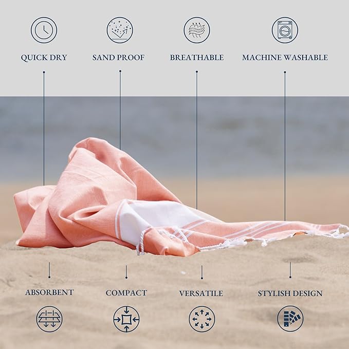 LANE LINEN Large Pool Towels, XL Beach Towel 2 Pack, Pre-Washed, No Shrink, Quick Dry Oversized Beach Towels, Stylish Beach Towel for Women, Sand Free Towel, 39"x71" - Quartz Pink