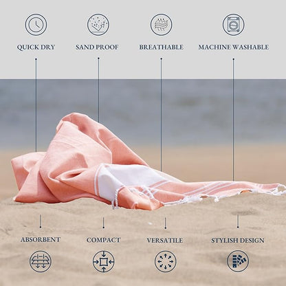 LANE LINEN Large Pool Towels, XL Beach Towel 2 Pack, Pre-Washed, No Shrink, Quick Dry Oversized Beach Towels, Stylish Beach Towel for Women, Sand Free Towel, 39"x71" - Quartz Pink