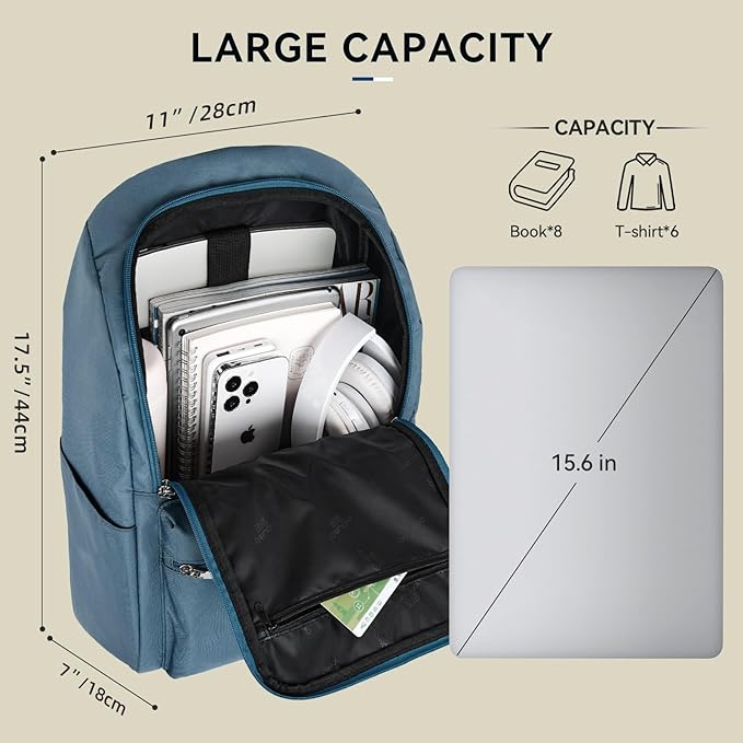 OMOUBOI Casual Daypacks Superbreak Backpack 14 inch Laptop Backpack for Women & Men Fits Tourism Business (Steelblue)
