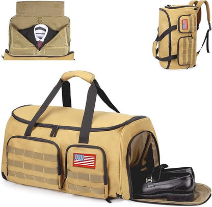 3-in-1 Tactical Garment Bag For Men,55L Large Capacity Convertible Suit Bag,Garment Bags For Hanging Clothes With Shoes Compartment, Multi-Functional Suit Bag For Travel Business