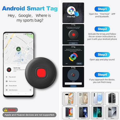 Tracker Tags-4 Pack Android Bluetooth Tracker for Android Tracker Tags, Google's Find Hub App, Item Finder for Android Luggage Tag Tracker, Waterproof Item Locator for Keys, Wallet (Black)