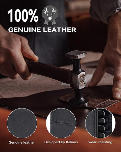 Swallowmall Leather Wallet for Mens Genuine Leather RFID Blocking Bifold Wallets with 2 ID Windows 13 Card Slots