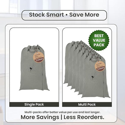 LFH Home Cotton Canvas Large Laundry Bag with Handle, Heavy Duty Drawstring Closure Washable Laundry Bags, School Travel, Home, Hotel, College Dorm, Organizer Sack, Toys 20x30-Grey, Thanks Giving