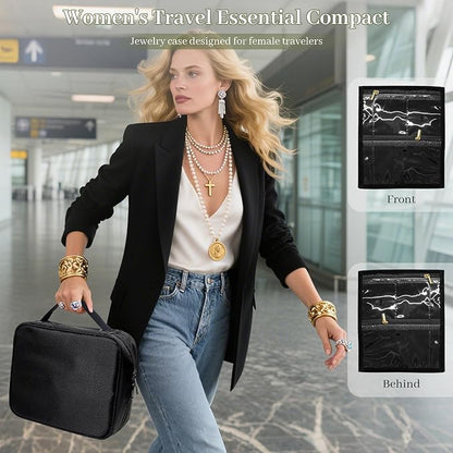 Dexmary Travel Jewelry Organizer and Storage Case for Women, Travel Jewelry Storage with 36 Velvet Zipper Velvet Pouches, Portable Gift for Earrings Necklaces, Rings, Bracelet, Watch