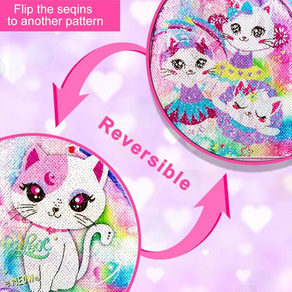 UFNDC 2PCS Kids Luggage Set, Girls Sequins Rolling Suitcase with Wheels, Travel Carry on for Children Toddler Elementary