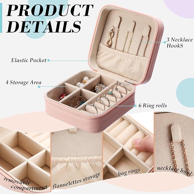 Batiyeer 50 Pcs Small Jewelry Travel Case Bulk Mini Jewelry Box Wedding Bridesmaid Proposal Return Gift for Pooja(White Pink Black)