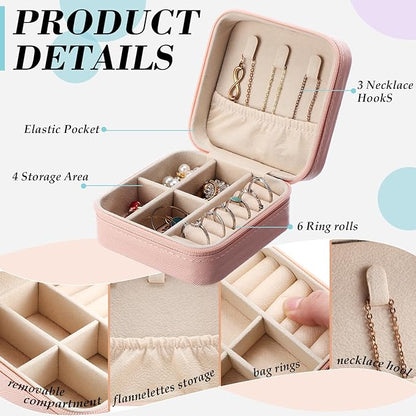 Batiyeer 50 Pcs Small Jewelry Travel Case Bulk Mini Jewelry Box Wedding Bridesmaid Proposal Return Gift for Pooja(White Pink Black)