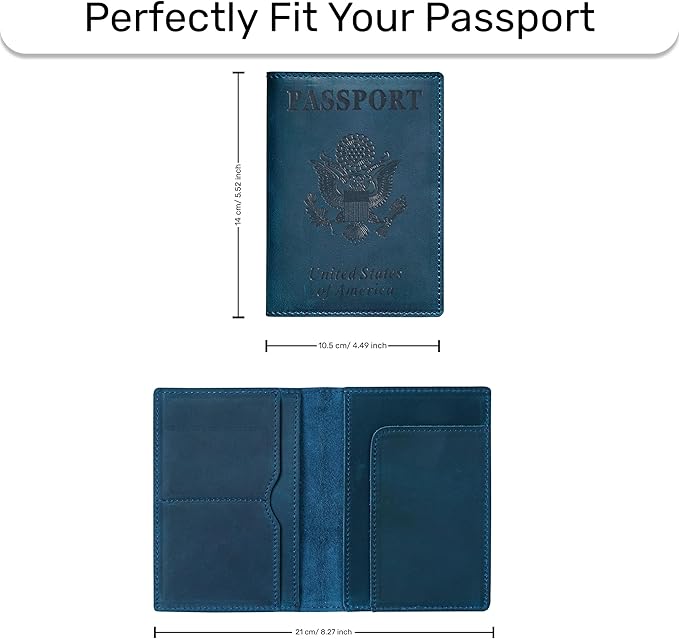 HIFA Leather Passport Holder, Handmade Passport Cover with Card and Ticket Slot - Genuine Leather, Elegant Design, Easy Access - Passport Case, Passport Wallet, Passport Holder