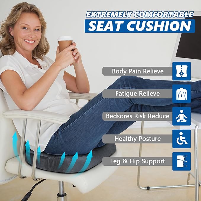 Seat Cushion for Office Chair, Tailbone & Sciatica Pain Relive, Butt Donut Pillow for Long Sitting Hours with Washable Cover, Soft Foam Cushion for Car, Wheelchair, Airplane, Truck (Dark Grey)