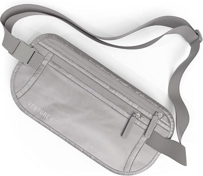 Travel Money Belt, RFID Blocking for Men & Women - Ideal for Keeping Your Cash, Credit Card, Passport, Phone Safe When Traveling (Sleek Silver)