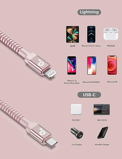 USB C iPhone Charger Cable Fast Charging, 2Pack 6FT USB Type C to Lightning Cable [Apple MFi Certified] iPhone Fast Charger Cord Compatible with iPhone 14/13/12/11 Pro Max/XS MAX/XR/XS/8/iPad-Pink