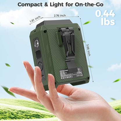 COMLIFE Portable Mini Waist Fan - Rechargeable Clip on Belt Wearable Body Fan, Max 20H Cooling, 5 Speeds 16000RPM Turbo Hands-Free Under-Shirt Neck Fan for Outdoor Jobsite Camping Traveling