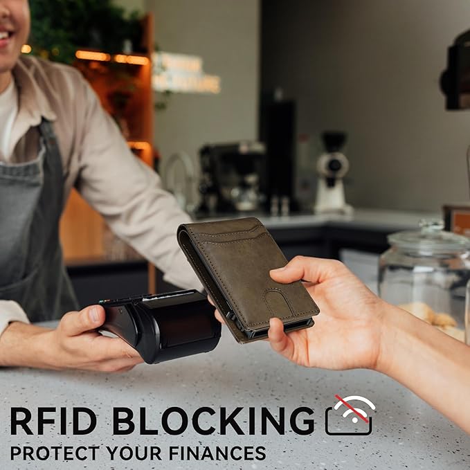 furid Card Wallet For Men Slim: Smart Rfid Minimalist Front Pocket Pop Up Wallet with ID Window - Stocking Stuffers Gifts Boxed for Husband Father at Birthday Anniversary