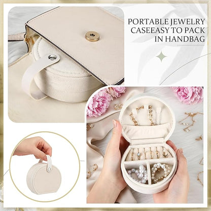 Weysat 8 Pack Velvet Travel Jewelry Case Bulk Mini Bridesmaid Jewelry Box Small Earring Storage Organizer for Women Proposal Gifts(White, Velvet)