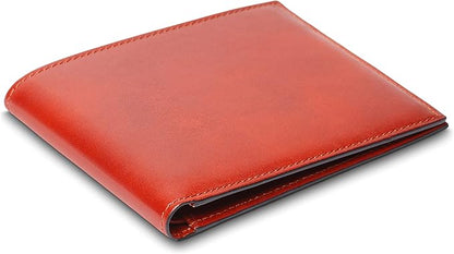 Bosca Men's Old Italian Leather Wallet RFID Blocking Modern Bifold Executive Design 8 Card Slots, Made in Italy - Cognac Brown