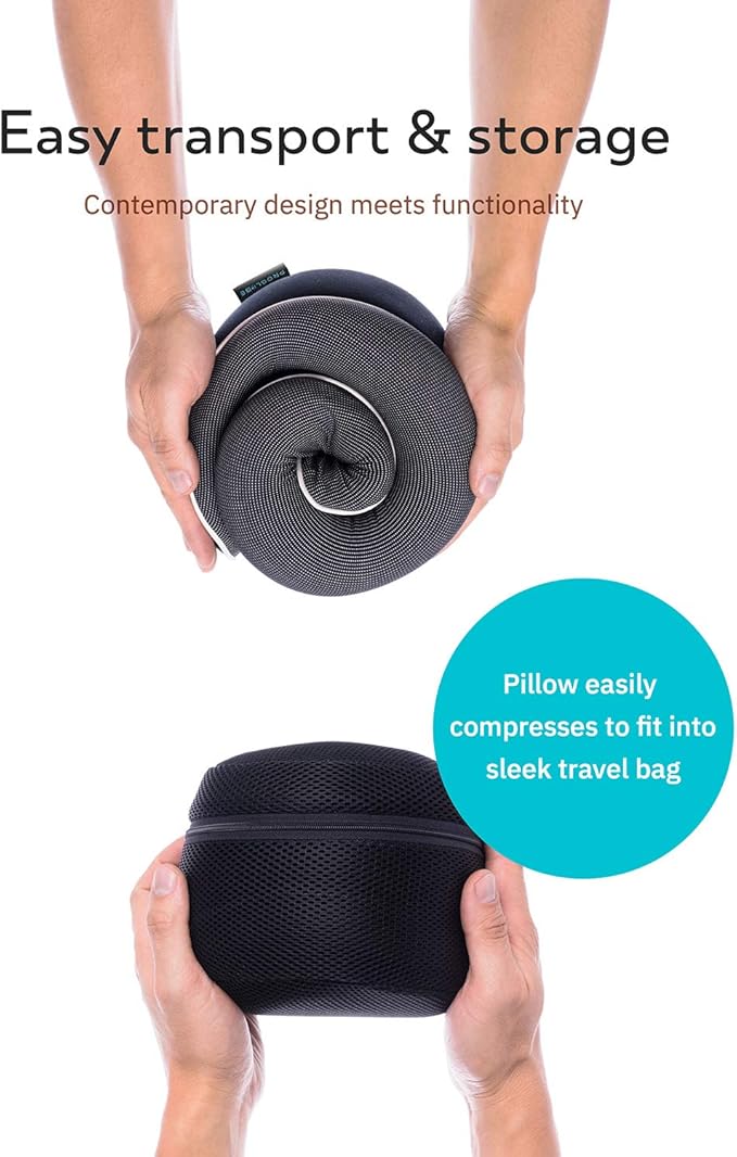 Proglobe Orthopedic Neck Pillow, Travel Neck Pillows for Airplanes, Memory Foam Kit, 360° Head Support, Airplane Pillow Set with 3D Contoured Eye Masks, Earplugs, and Luxury Mesh Bag (Black)