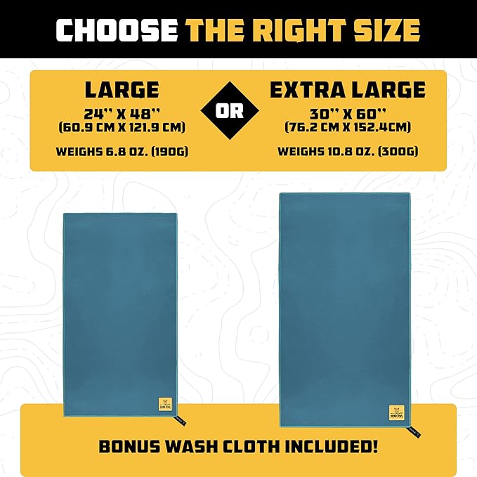 Wise Owl Outfitters Microfiber Camping Towel - Quick Dry Towel for Travel, Backpacking, Hiking, Beach, Gym & Yoga - Compact, Fast Drying & Lightweight