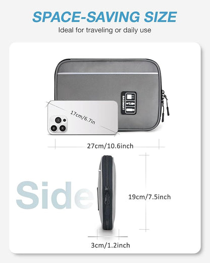 BAGSMART Large Electronics Travel Organizer Case, Tech Accessories Cord Storage Bag for Phone, Power Bank, SD Card, Cables, Grey