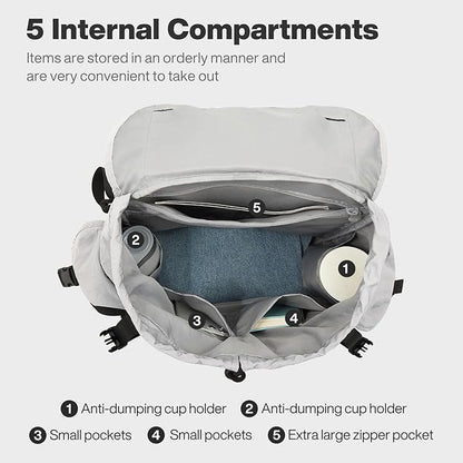 mixi Travel Backpack for Women Men, 18 Inch Carry On Laptop Backpack Flight Approved fits 16'' Laptop, Lightweight Waterproof Hiking Backpack Travel Outdoor Business Casual Daypack, Light Gray