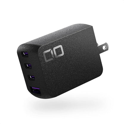 CIO 65W GaN Charger Block, Compact 4-Port Adapter with 3 USB-C Ports & 1 USB-A, Max 67W USBC Fast-Charging Multi-Device Wall Charger Block for Laptop/Phone/Tablet, NovaPort Quad II 67W3C1A (Black)