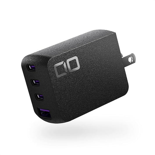 CIO 65W GaN Charger Block, Compact 4-Port Adapter with 3 USB-C Ports & 1 USB-A, Max 67W USBC Fast-Charging Multi-Device Wall Charger Block for Laptop/Phone/Tablet, NovaPort Quad II 67W3C1A (Black)