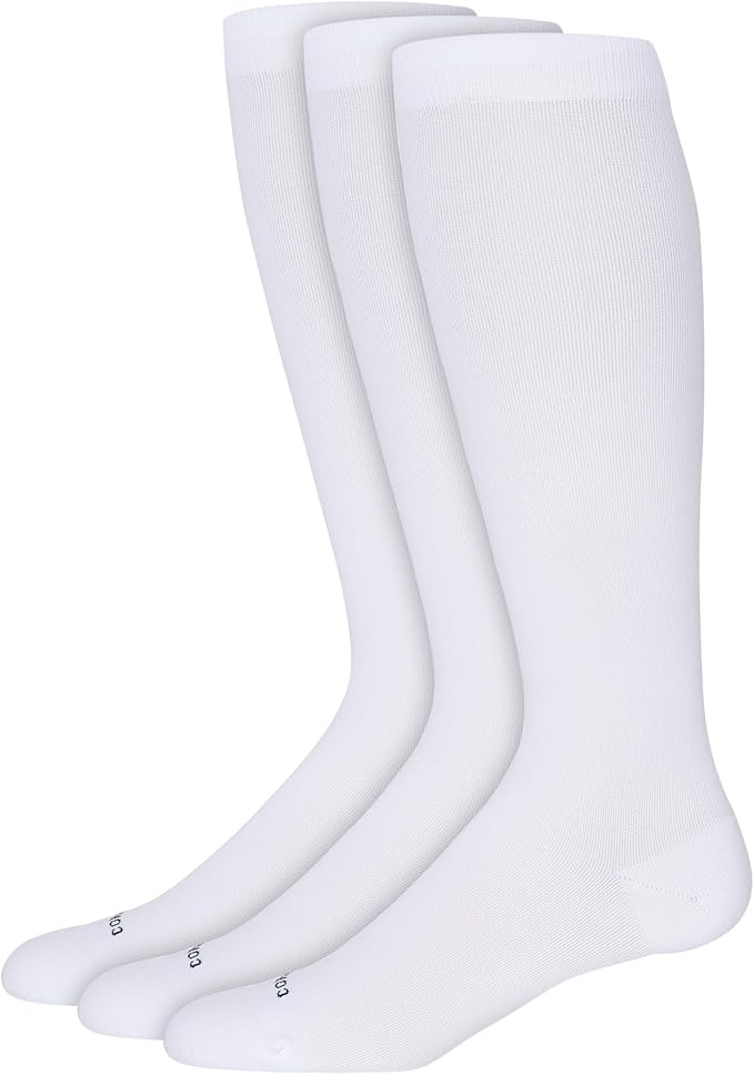Comrad Nylon Knee High Socks - 15-20mmHg Graduated Compression Socks - Soft & Breathable Support Unisex Socks