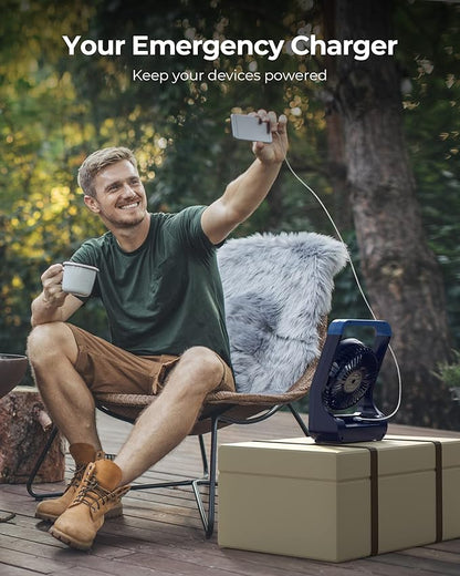 Rechargeable Battery Operated Fan 20000mAh, Camping Fan for Tents, Portable Long Last USB Desk Fan for Hurricane Season,3 Speed, 360°Rotation,2/4 hours Timer