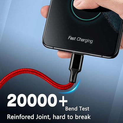 cugunu USB C to USB C Charger Cable, 5 Pack [3/3/6/6/10ft] Type C Fast Charging Cord High Data & Transfer Wire Compatible for iPhone 17/16/15 Plus/Pro Max iPad Pro Ps5 Controller Samsung (Red)