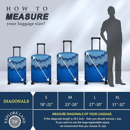 Explore Land Travel Luggage Cover Suitcase Protector Fits 31-32 Inch Case (Blue Violets, XL)