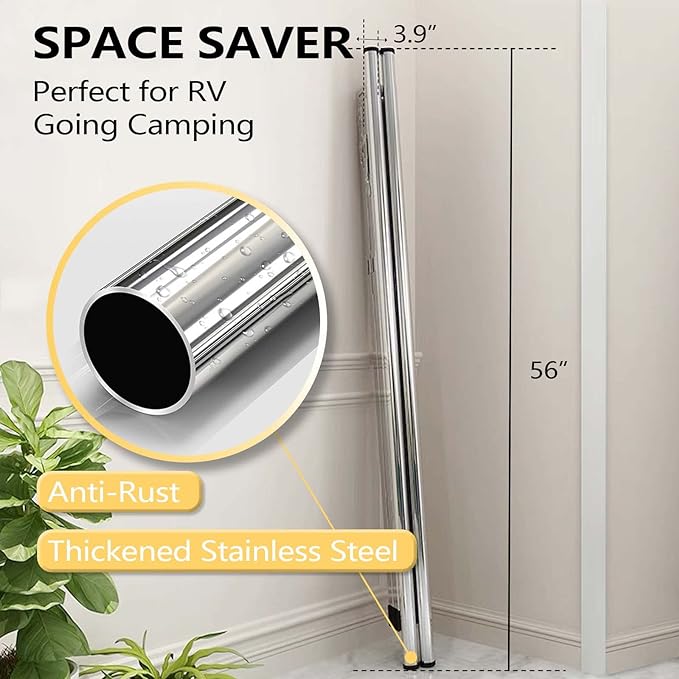 URYAN 95 Inches Clothes Drying Rack, Heavy Duty Stainless Steel Laundry Drying Rack Folding Indoor Outdoor, Portable Drying Rack Clothing, Blanket Rack Clothesline with 20 Windproof Hooks