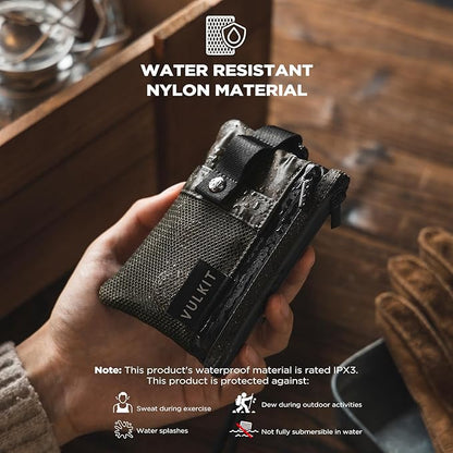 VULKIT Small RFID Wallet for Women & Men – Minimalist Zipper Wallet with ID Window, Keychain & Carabiner, Holds 15 Cards, Water Resistant Travel Lanyard Wallet Camouflage