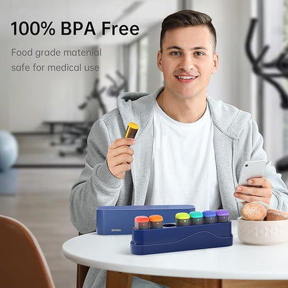 Weekly Pill Organizer 1 Time a Day, KOVIUU Removable Pill Box 7 Day, Portable Travel Pill Case, Once Daily Medication Container Holder, Week Pillbox Dispenser for Vitamin Medicine Supplement, Blue