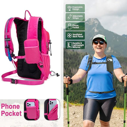 Insulated Hydration Backpack Pack with 2L Water Bladder Lightweight 22L Hiking Backpack Bag for Women Men Daypack for Hiking Running Festival Camping Biking