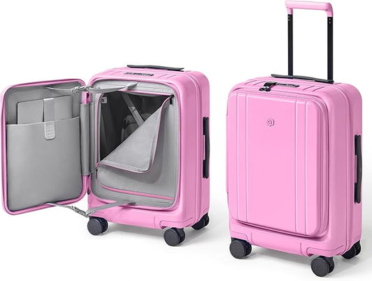 NINETYGO Carry On Luggage 22x14x9 Airline Approved, Top Opening Luggage 20 Inch Suitcase, Expandable, PC Hard Shell, Larger Capacity Carryon, TSA Lock, 360° Spinner Wheels (Pink)