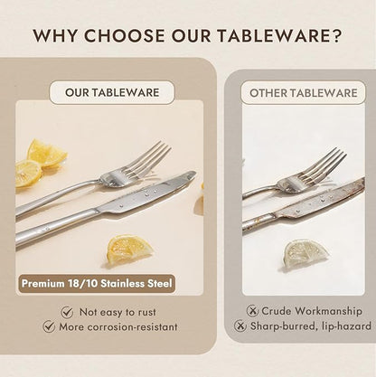 KINGSTONE Mirror Polish Silverware Set for 8, 40-Piece 18/10 Stainless Steel Flatware Set, Dishwasher Safe Cutlery Set for Wedding, Home, Restaurant, Knives Spoons and Forks Set