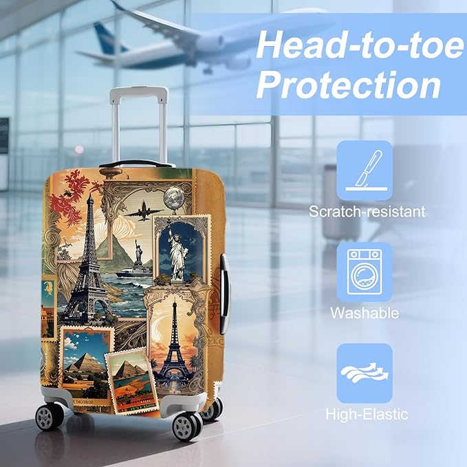 ANNA QUEEN Travel Luggage Cover Suitcase Protector Suitcase Cover Anti-Scratch,Stretchable Bag Cover Washable Durable Polyester with Elastic Hem with Zipper Closure
