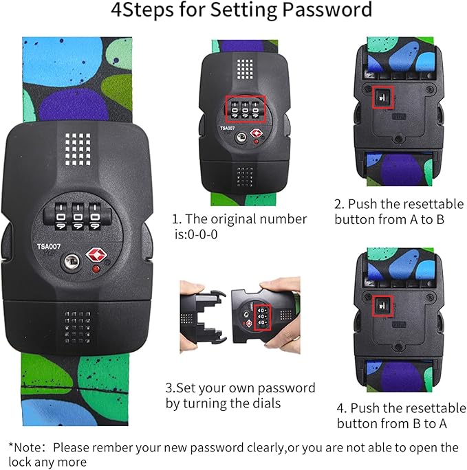 Travelkin Luggage Straps TSA Approved - Adjustable Cross Suitcase Straps with TSA Lock, Reinforced Buckle, Unique Pattern - Secure Heavy Duty Luggage Straps for Travel (Coral)