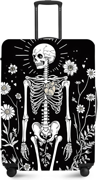 ANNA QUEEN Halloween Skulls Travel Luggage Cover Suitcase Protector Suitcase Cover Halloween Decorations Anti-Scratch,Stretchable Bag Cover Washable Durable Polyester