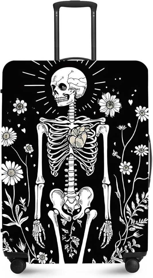 ANNA QUEEN Halloween Skulls Travel Luggage Cover Suitcase Protector Suitcase Cover Halloween Decorations Anti-Scratch,Stretchable Bag Cover Washable Durable Polyester