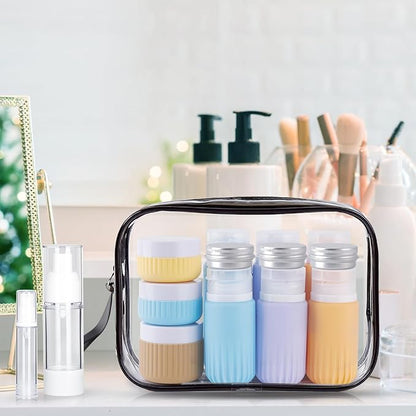 Silicone Travel Bottles, 25 Pack TSA Approved Travel Size Containers for Toiletries, Leak Proof Refillable & Squeezable Toiletry Bottles Kit with Clear Bag for Shampoo Lotion Cream Conditioner