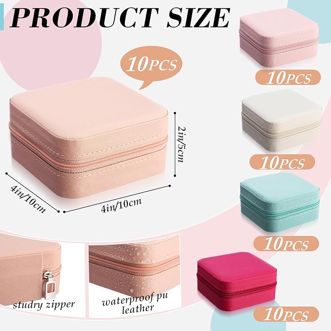 Batiyeer 50 Pcs Small Jewelry Travel Case Bulk Mini Jewelry Box Wedding Bridesmaid Proposal Return Gift for Pooja(Macaron Color)