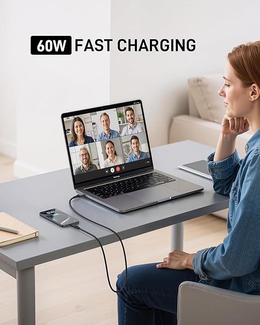 USB to USB C Cable 60W Fast Charging [2 Pack 3FT], USB A to USB C Cable for CarPlay, Durable Braided USB Type C iPhone Charger USBC Cord for iPhone 17/16/15/Pro Max, Samsung Galaxy S23 and More-Black