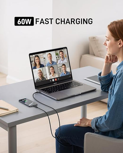 USB to USB C Cable 60W Fast Charging [2 Pack 3FT], USB A to USB C Cable for CarPlay, Durable Braided USB Type C iPhone Charger USBC Cord for iPhone 17/16/15/Pro Max, Samsung Galaxy S23 and More-Black