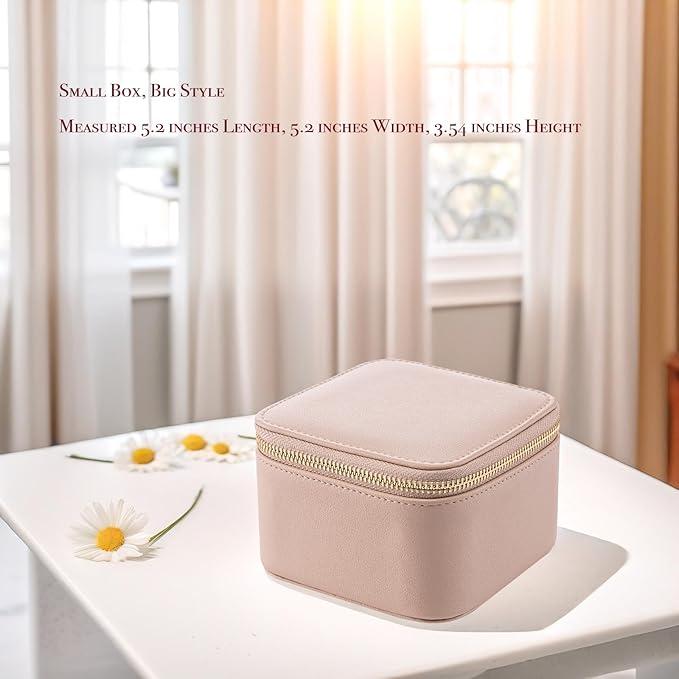 Vlando Travel Jewelry Box Organizer - 6 Small Velvet Zipped Pouches Pockets for Jewelries Necklaces Rings Earrings Sorting Storage, Khaki