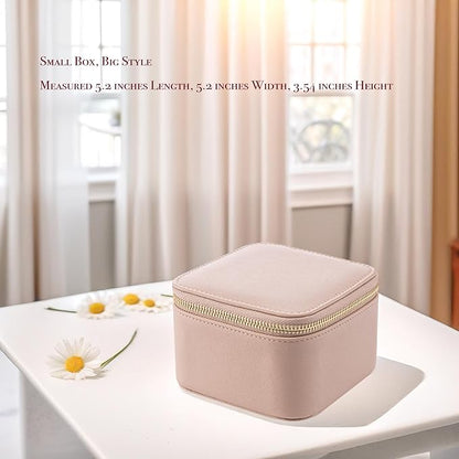 Vlando Travel Jewelry Box Organizer - 6 Small Velvet Zipped Pouches Pockets for Jewelries Necklaces Rings Earrings Sorting Storage, Khaki