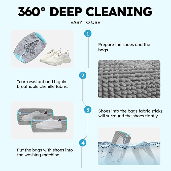Shoe Washing Machine Bag: Shoe Bag for Washing Machine - Reusable Shoe Cleaning Bag for Sneaker Tennis Shoes Unstain Cleaner Kit