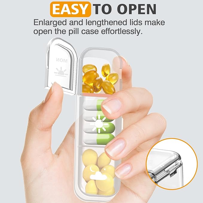 Pill Organizer 3 Times A Day - GloDeals Weekly Pill Organizer 2 Times A Day, Large Pill Box 7 Day Medicine Organizer Pill Case, Pill Container Holder, Daily Pill Box 3 Times A Day, for Vitamin, White