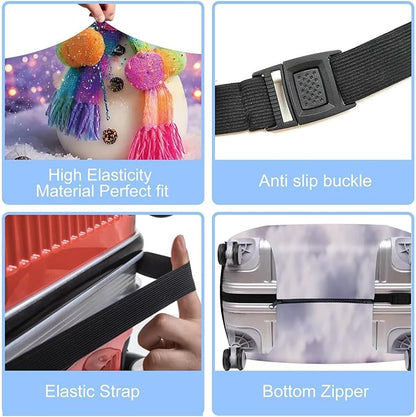 Colorful Snowman Luggage Cover – Christmas Suitcase Protector, Stretchable Waterproof Travel Luggage Sleeve,M