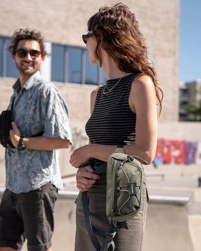 WATERFLY Lightweight Small Fanny Pack: 1.5L Mini Slim Crossbody Waist Belt Hip Bag with RFID Blocking, Anti-Theft & Water Resistant Pouch for Women Men Travel Hiking Running Walking EDC
